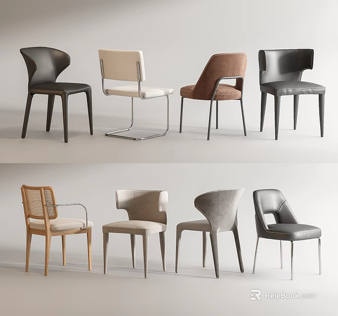 Modern Leisure Chairs with Various Stylish Designs and Different Color Options for Contemporary Living Spaces 3d model 