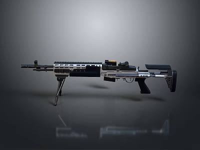 Modern Tactical Rifle With Black Silver Design Scope Magazine Barrel And Detailed Components 3d model