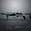Modern Tactical Rifle With Black Silver Design Scope Magazine Barrel And Detailed Components