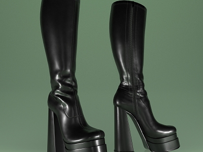 Boots High Heels Shoes 3d model