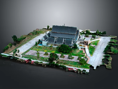 Traditional Chinese Architecture Model With Courtyard Greenery Pathway Trees And Intricate Layout 3d model