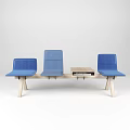 Colorful Public Chairs With Wooden Frames And Multiple Colored Seats