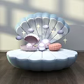 Shell Shaped Window Display Featuring Pearls Small Shells And Star Decorations 3d model
