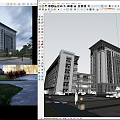 Modern High rise Office Building With Glass Curtain Wall And Plaza Landscaping
