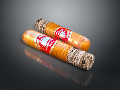 Two Premium Handmade Cigars With Red Labels And Natural Wrapper 3d model