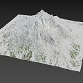 Snowy Mountain Terrain With Towering Peaks Snow Covered Rocks And Green Vegetation