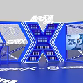 Snow Beer Super X Interactive Zone With Blue Lighting And X Shaped Structure 3d model