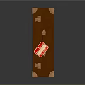 Brown Leather Suitcase With Metal Hardware And Red Luggage Tag