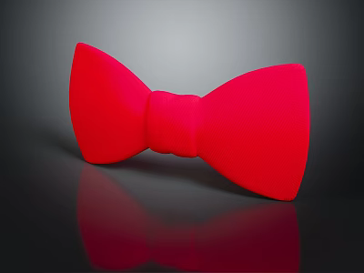 Red Bowtie Decorative Accessory Set for Home Decor on Black Background with Reflection 3d model
