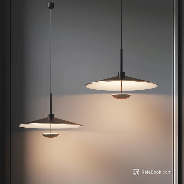 Modern Minimalist Pendant Lights With Round Shades Metal Frame And Warm Illumination 3d model 