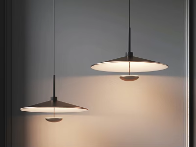 Modern Minimalist Pendant Lights With Round Shades Metal Frame And Warm Illumination 3d model