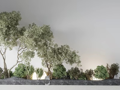 Outdoor Landscape Plant Combination With Various Trees Shrubs And Natural Greenery Arrangement 3d model