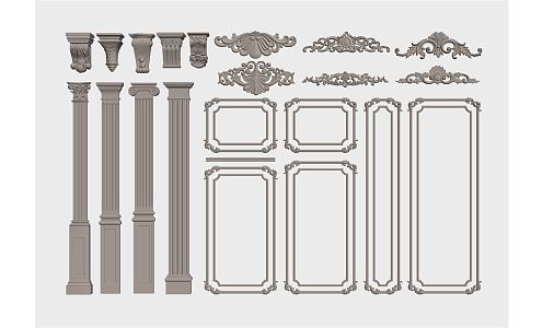 European-style plaster line carved plaster line 3d model