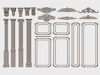 European-style plaster line carved plaster line 3d model