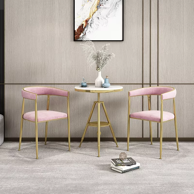Light Luxury Casual Table and Chair Combination Pink 3d model