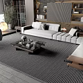Modern Living Room Sofa Coffee Table Set With Plush Cushions And Wooden Design