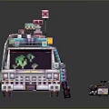 Ghostbusters Themed Toy Car With White Body Red Logo Purple Windows And Top Equipment