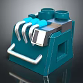 Blue Industrial Equipment With Curved Pipes Metal Handle And Square Structure Design