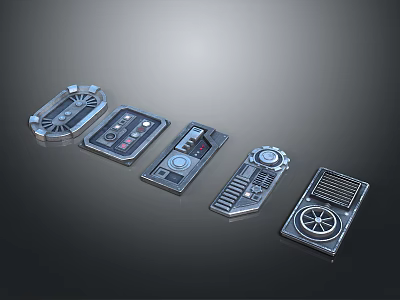 Modern Home Living Supplies Featuring Sleek Control Panels Buttons Knobs And Grid Designs 3d model