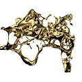 Dynamic Golden Liquid Splash Abstract Shiny Sculptural Form On White Background 3d model