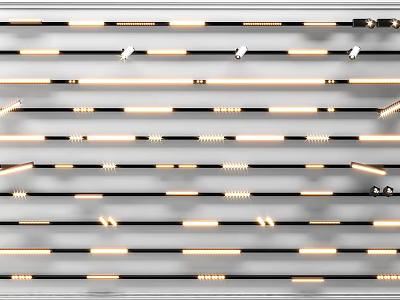 Downlights and Spotlights Neatly Arranged in Multiple Rows with Illuminated Effect for Product 3d model