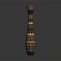 Black Vase With Gold Geometric Patterns And Tall Slender Design 3d model
