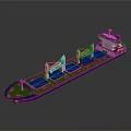Large Cargo Ship With Multiple Cranes On Deck And Green Blue Hull Structure