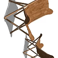 Brown Leather Folding Leisure Chairs With Wooden Frame And Minimalist Design