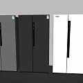Haier Modern Design Double Door Refrigerators Silver Dark Gray White Displayed Side by Side 3d model