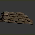 Stacked Hessian Sandbags Forming Curved Arch Structure On Reflective Surface