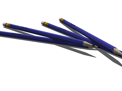 Blue Pencils With Sharpened Tips And Yellow Accents Lying Together With Shadows 3d model
