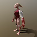 Game and Movie Alien Monster Character with Large Eyes Red Torso and Spiked Limbs