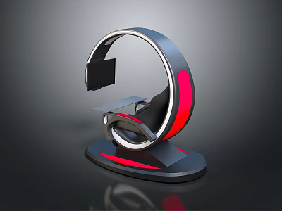 Modern Tech Device With Circular Design Red Illuminated Strip And Screen On Black Base 3d model