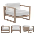 Modern Wooden Frame Leisure Chair With White Cushion Armrest And Simple Design