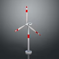 Heavy Duty Industrial Wind Turbine With Three Red White Striped Blades And White Tower Structure