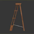 Orange Folding Ladder Practical Hardware Tool With Sturdy Structure For Home Use 3d model