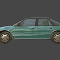 Vintage Green Four Door Sedan With Classic Front Headlights And Body Design