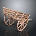 Antique Wooden Cart With Large Spoked Wheels And Rustic Wooden Structure