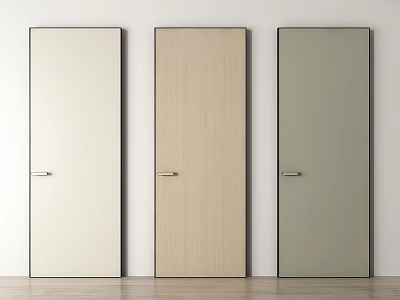 Flush Doors In Three Different Colors With Metal Handles For Modern Interior Spaces 3d model