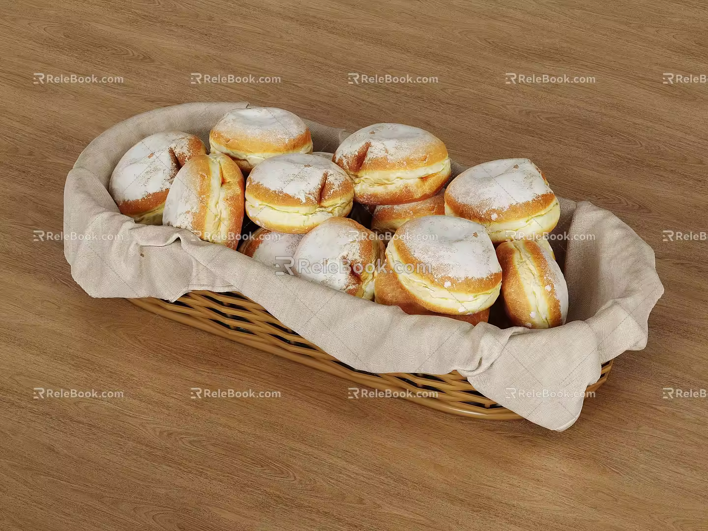 Bread Combination Bread Display Rattan Blue Bread Cabinet Bread Rack 3d model