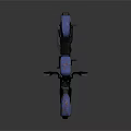 Blue Custom Motorcycle With Vintage Graphics And Worn Tires Design