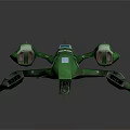 Streamlined Green Aerospace Spaceship Featuring Two Engines And Transparent Cockpit Windows