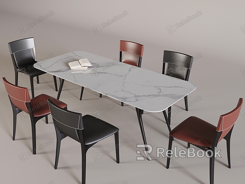 Light Luxury Rock Plate Dining Table and Chair Rectangular Marble Dining Table Solid Wood Backrest Dining Chair model