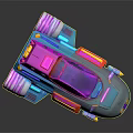 Futuristic Colorful Spaceship Model With Vibrant Pink Blue Purple And Orange Details