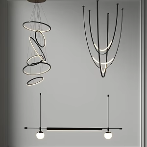 Chandelier Metal Long Strip Ring Chandelier Guest Dining Room Chandelier Bedroom Room Chandelier Hall Lobby Chandelier Study Room Tea Room Chandelier 3d model