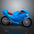 Blue Motorcycle With Low Poly Design Red Seat Transparent Windshield Modern 3D Rendering 3d model