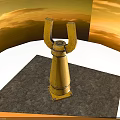Yellow Industrial Mechanical Equipment With Fork Shaped Top And Cylindrical Base