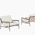Modern Upholstered Lounge Chairs with Striped Design and Black Metal Frame