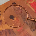 Brass Magnifying Glass As Daily Life Tool For Viewing Ancient Painting Details