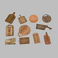 Essential Kitchen Tools High Quality Wooden Cutting Boards With Various Shapes 3d model
